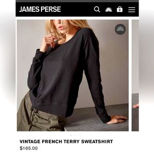 James Perse vintage French terry sweatshirt.